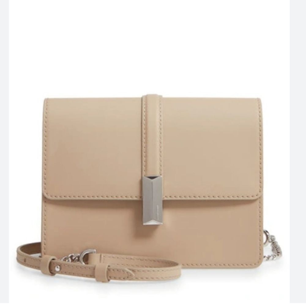 Hugo Boss Nathalie Leather Crossbody Bag in Tan with Chain Strap